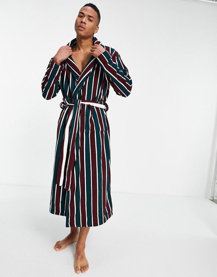Asos Design Lounge Dressing Gown In Multi Striped Towelling