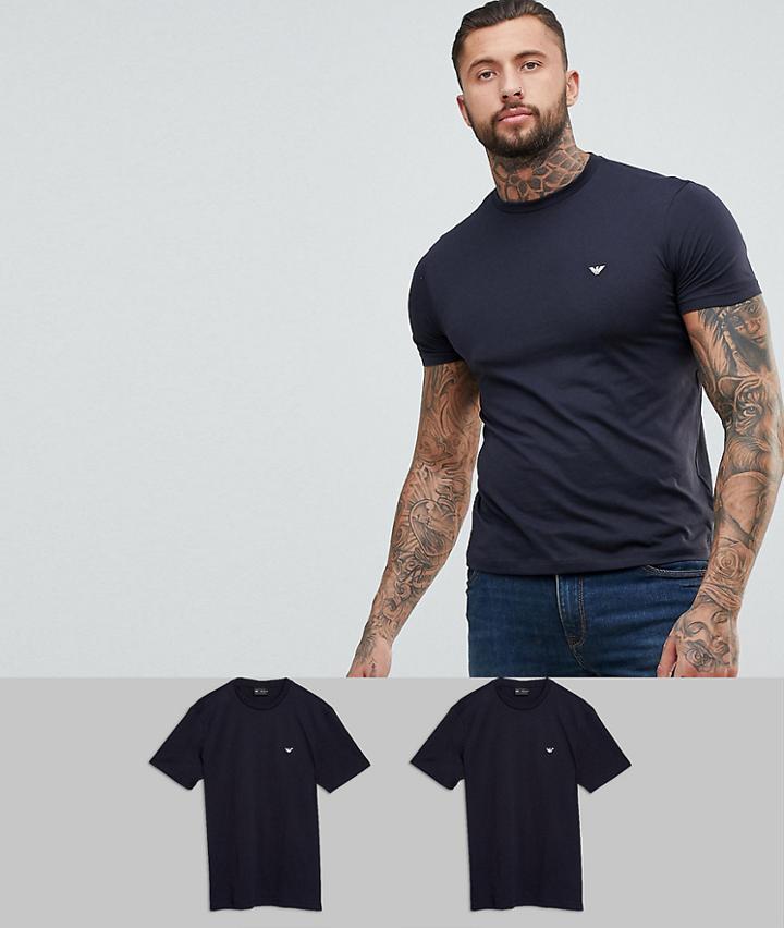 Emporio Armani Crew Neck 2 Pack T-shirt In Navy - Navy