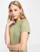 Asos Design Premium Lounge Mix & Match Knitted Rib Tee In Khaki-brown