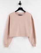 Chelsea Peers Organic Cotton Cropped Sweat With Raw Edge Detail In Beige-neutral