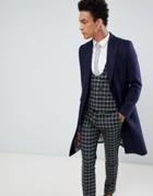 Gianni Feraud Premium Navy Textured Boucle Wool Blend Overcoat - Navy