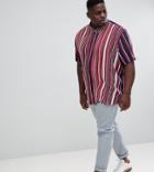 Jacamo Plus Short Sleeve Shirt In Stripe - Red
