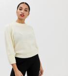 Asos Design Petite Sweater With Puff Sleeve - Cream