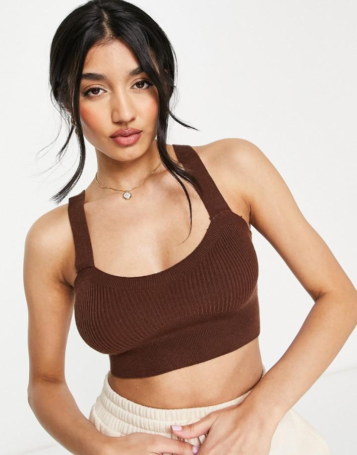 Gilly Hicks Crop Knitted Top In Brown