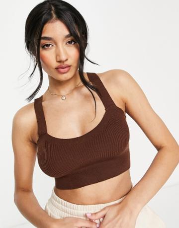 Gilly Hicks Crop Knitted Top In Brown