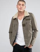 Allsaints Jacket With Shearling Collar - Green