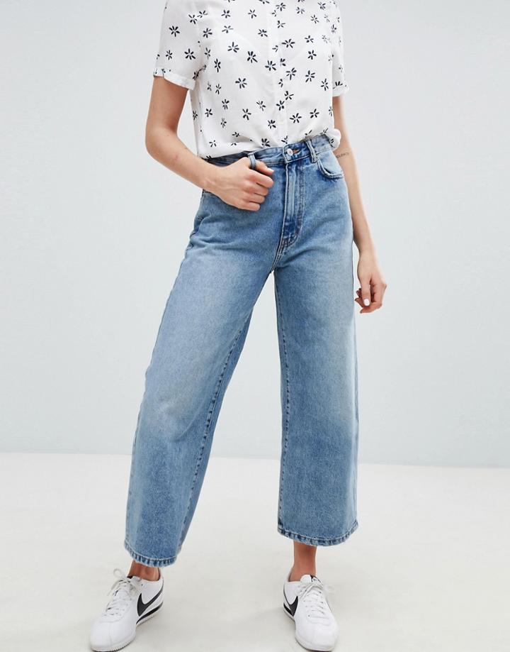 Pull & Bear Wide Leg Denim Jean In Blue - Blue