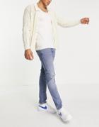 Jack & Jones Slim Fit Ripped Jeans In Light Blue
