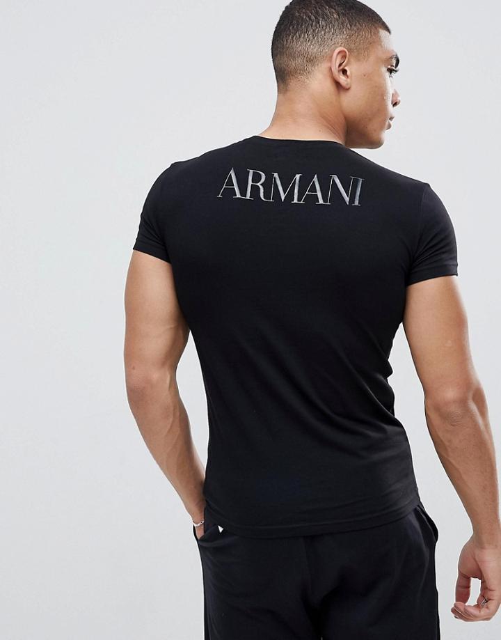 Emporio Armani Muscle Fit Large Logo T-shirt In Black - Black