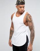 Asos Super Longline Tank With Step Hem And Extreme Racer Back In White