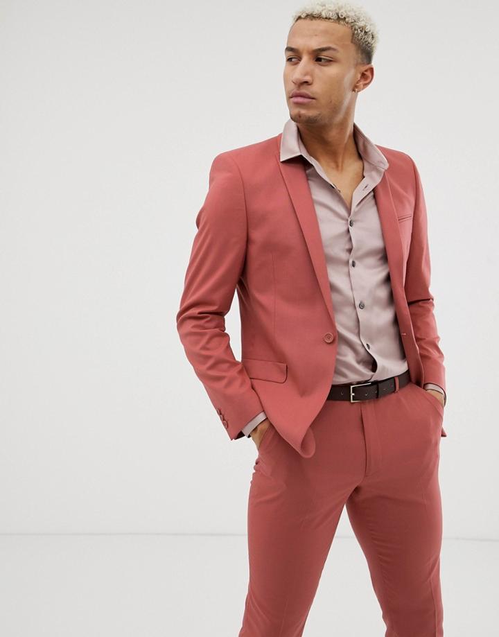 Asos Design Skinny Suit Jacket In Pink