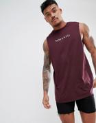 Asos Design Oversized Tank With Roman Numerals Print - Red