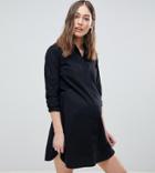 Asos Design Maternity Cotton Mini Shirt Dress - Black