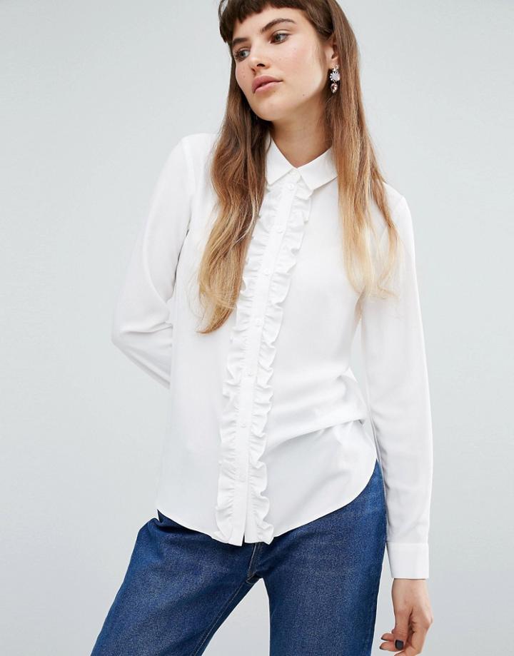 Miss Selfridge Frill Front Blouse - White