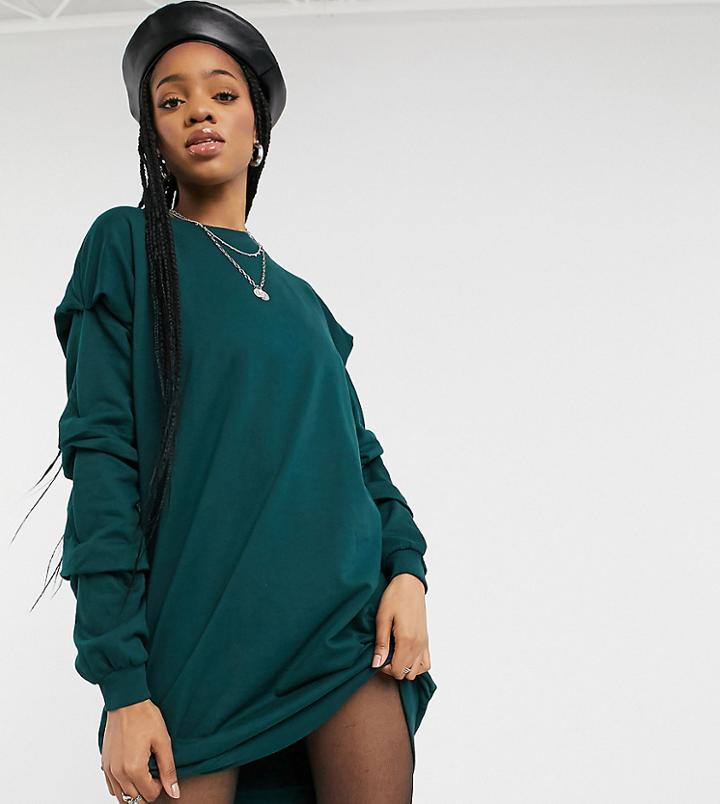 Noisy May Tall Oversized Sweater Dress In Dark Green-grey