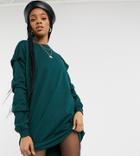 Noisy May Tall Oversized Sweater Dress In Dark Green-grey