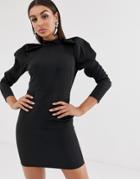 Asos Design Mini Dress With Extreme Puff Sleeve-black