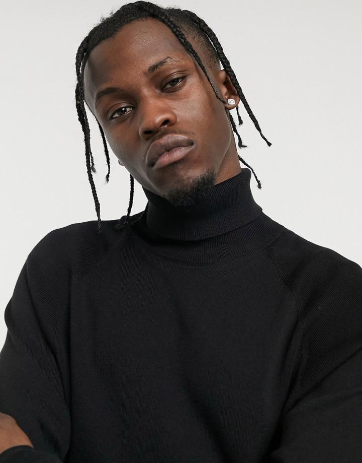 Weekday Trey Turtle Neck Sweater In Black