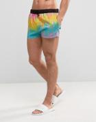 Asos Festival Swim Shorts With Geo-tribal Print In Super Short Length - Multi