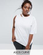 Asos Curve Deconstructed T-shirt With One Sleeve - White