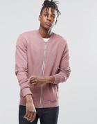 Pull & Bear Jersey Bomber Jacket In Pink - Pink