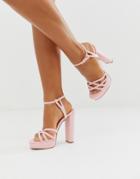 Asos Design Nickle Strappy Platform Barely There In Baby Pink