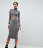 Missguided Tall Midi Skirt Two-piece In Gray - Gray