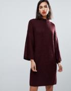 Y.a.s Knitted Sweater Dress With Wide Sleeve - Red
