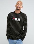 Fila Black Long Sleeve T-shirt With Pin Stripe - Black