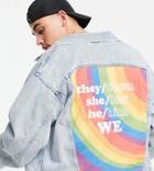 Levi's Pride Capsule Liberation Thanks Marsha Back Print Denim Trucker Jacket In Light Wash-blues