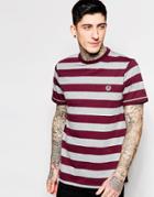 Fred Perry T-shirt With Bold Stripe - Mahogany