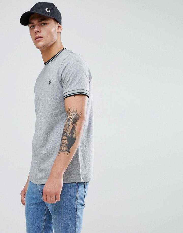 Fred Perry Twin Tipped T-shirt In Gray - Gray
