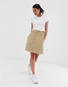 Noisy May Cord A Line Mini Skirt In Beige-cream