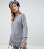 Vero Moda Petite Tassel Hem Sweater-gray