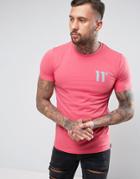 11 Degrees T-shirt In Pink With Contrast Logo - Pink