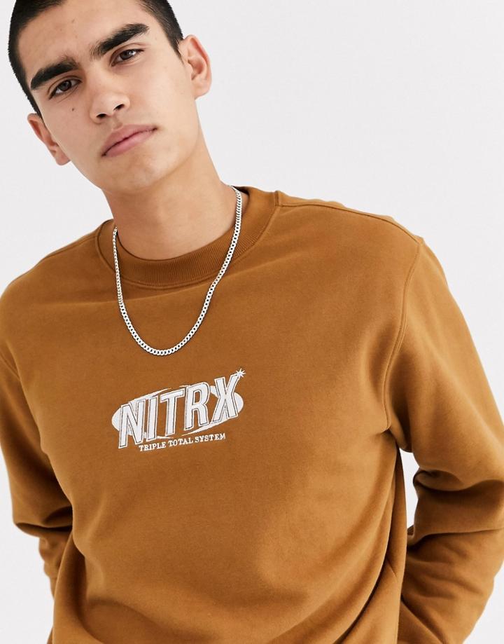 Weekday Albin Logo Sweatshirt In Tan