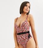 Peek & Beau Fuller Bust Exclusive Eco Swimsuit With Knot Rope Belt In Red Bandana D-f