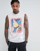 Asos Red Hot Chili Peppers Longline Sleeveless Band T-shirt With Dropped Armhole And Abstract Print - White