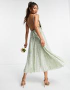 Asos Edition Embellished Cami Midi Dress In Sage Green