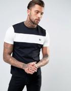 Fred Perry Chest Panel T-shirt Pique And Jersey In Black - Black