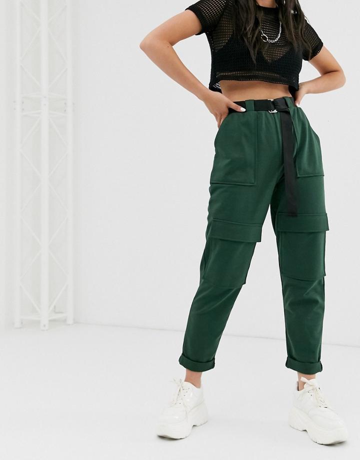 Asos Design Utility Cargo Jogger With Belt-green
