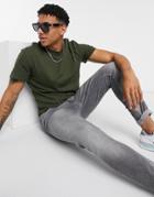 Jack & Jones Essentials Boxy T-shirt In Khaki-green