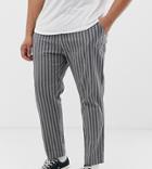 Asos Design Plus Slim Pants In Gray Stripe - Gray