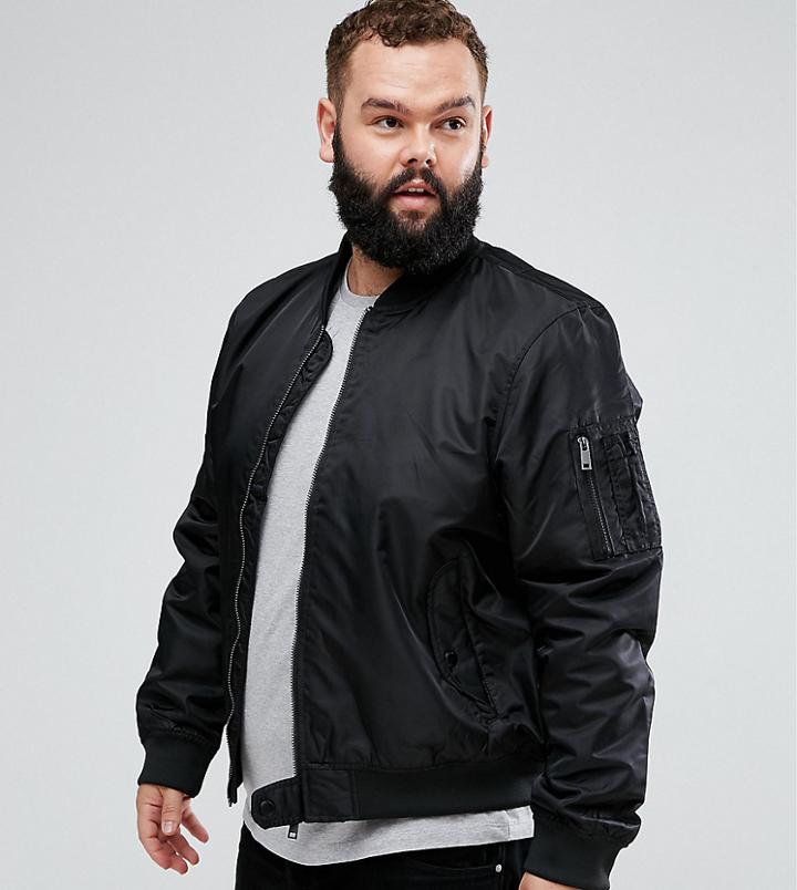 Brave Soul Plus Ma1 Bomber Jacket - Black