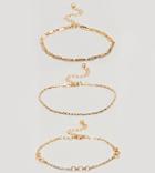 Asos Design Curve Bracelet Pack Of 3 With Cut Link And Twist Chain Detail In Gold - Gold