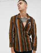 Sacred Hawk Long Sleeve Shirt In Rust Stripe-orange