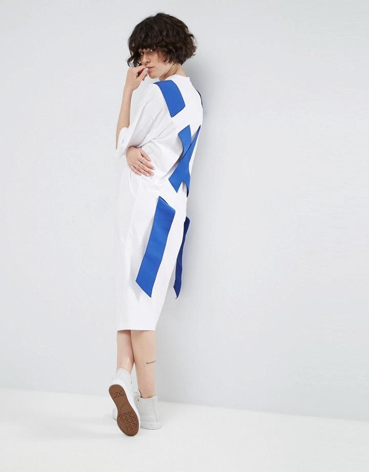 Asos White T-shirt Midi Dress With Cross Elastic Back - White