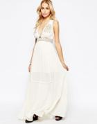 Kiss The Sky Utopia Maxi Dress With Embroidered Detail - Cream