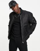 Topman Ma1 Padded Bomber Jacket In Black