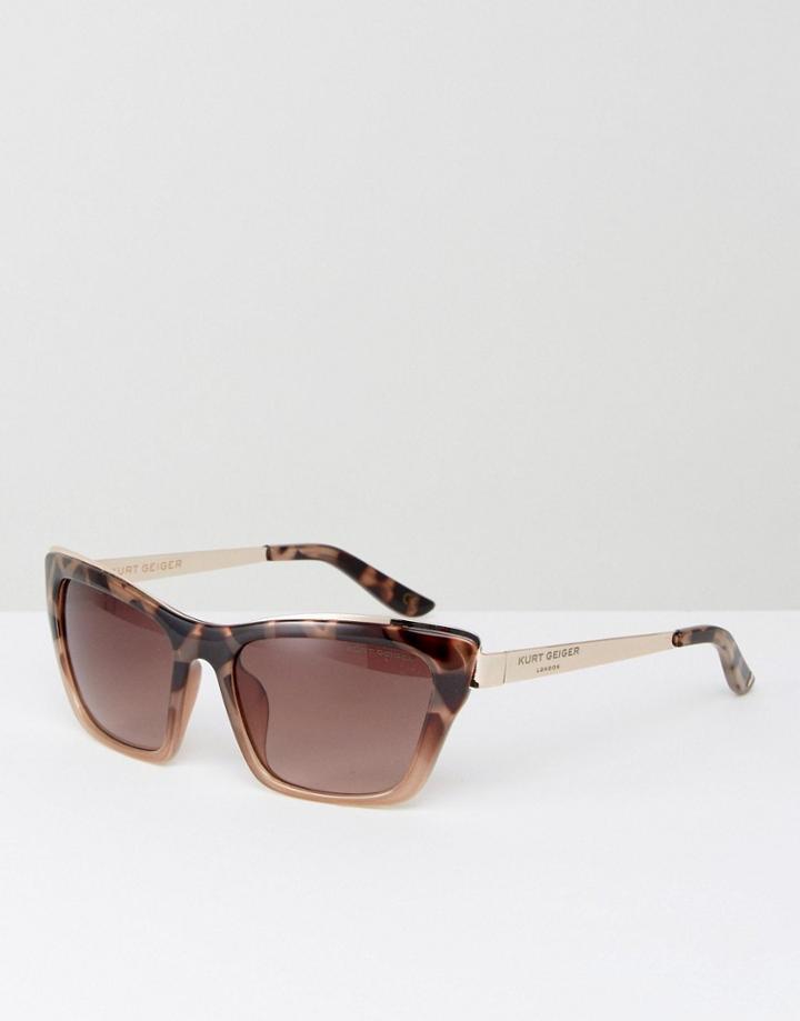 Kurt Geiger Cat Eye Sunglasses With Metal Detail - Gold